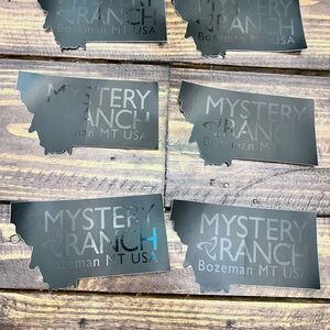 NEW Lot Set of 6 Mystery Ranch Black Stickers All 6 NEW. BOZEMAN MONTANA